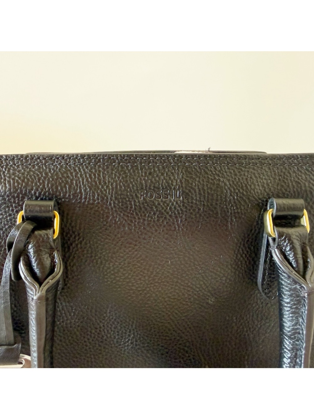 Fossil Hope Bag Leather Top-Handle Crossbody with Striped Strap Black Small - Picture 4 of 15
